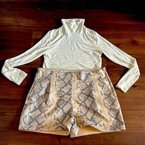 Express snake skin shorts and turtleneck shirt, worn once